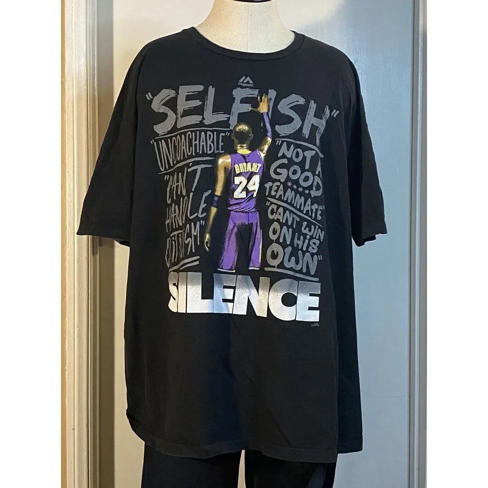 Kobe Bryant Silence Majestic 2XL Black‎ Graphic Short Sleeve T-shirt Mens